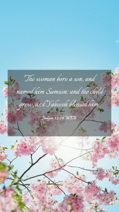 Picture 03 - Judges 13:24 WEB Mobile Phone Wallpaper - The woman bore a son, and named him Samson: and - Mobile Bible Verse Wallpaper