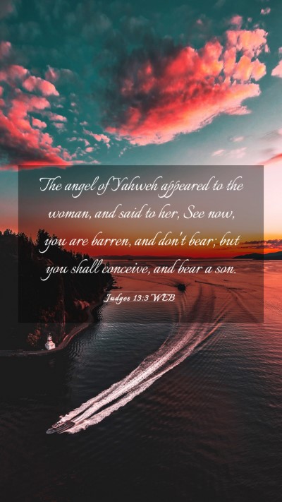 Picture 03 - Judges 13:3 WEB Mobile Phone Wallpaper - The angel of Yahweh appeared to the woman, and - Mobile Bible Verse Wallpaper