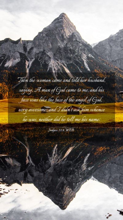 Picture 03 - Judges 13:6 WEB Mobile Phone Wallpaper - Then the woman came and told her husband, saying, - Mobile Bible Verse Wallpaper