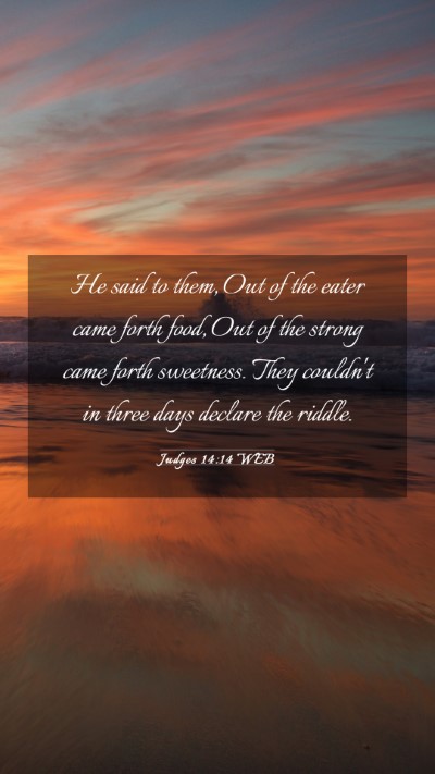 Picture 03 - Judges 14:14 WEB Mobile Phone Wallpaper - He said to them, Out of the eater came forth - Mobile Bible Verse Wallpaper