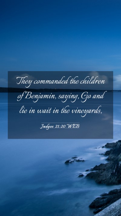Picture 03 - Judges 21:20 WEB Mobile Phone Wallpaper - They commanded the children of Benjamin, saying, - Mobile Bible Verse Wallpaper