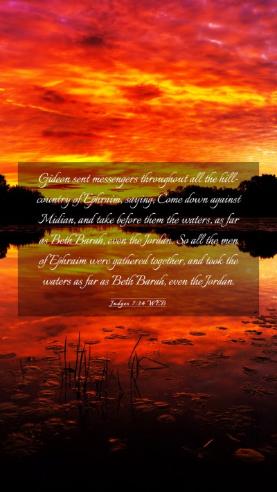 Picture 03 - Judges 7:24 WEB Mobile Phone Wallpaper - Gideon sent messengers throughout all the - Mobile Bible Verse Wallpaper