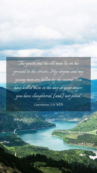 Picture 03 - Lamentations 2:21 WEB Mobile Phone Wallpaper - The youth and the old man lie on the ground in - Mobile Bible Verse Wallpaper