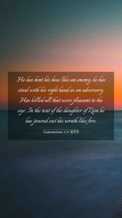 Picture 03 - Lamentations 2:4 WEB Mobile Phone Wallpaper - He has bent his bow like an enemy, he has stood - Mobile Bible Verse Wallpaper