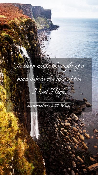 Picture 03 - Lamentations 3:35 WEB Mobile Phone Wallpaper - To turn aside the right of a man before the face - Mobile Bible Verse Wallpaper