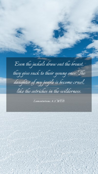 Picture 03 - Lamentations 4:3 WEB Mobile Phone Wallpaper - Even the jackals draw out the breast, they give - Mobile Bible Verse Wallpaper