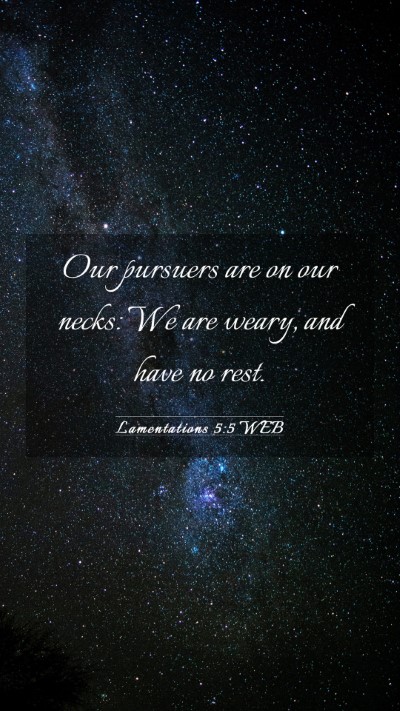 Picture 03 - Lamentations 5:5 WEB Mobile Phone Wallpaper - Our pursuers are on our necks: We are weary, and - Mobile Bible Verse Wallpaper