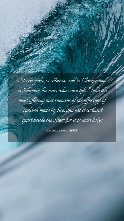 Picture 03 - Leviticus 10:12 WEB Mobile Phone Wallpaper - Moses spoke to Aaron, and to Eleazar and to - Mobile Bible Verse Wallpaper