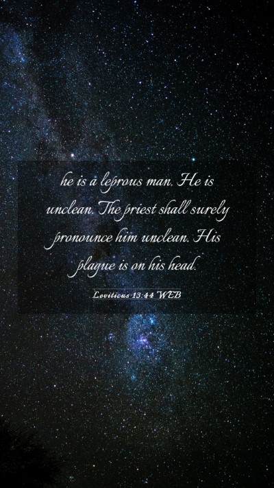 Picture 03 - Leviticus 13:44 WEB Mobile Phone Wallpaper - he is a leprous man. He is unclean. The priest - Mobile Bible Verse Wallpaper