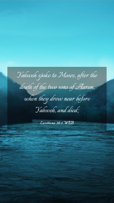 Picture 03 - Leviticus 16:1 WEB Mobile Phone Wallpaper - Yahweh spoke to Moses, after the death of the two - Mobile Bible Verse Wallpaper