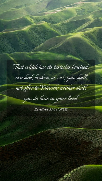 Picture 03 - Leviticus 22:24 WEB Mobile Phone Wallpaper - That which has its testicles bruised, crushed, - Mobile Bible Verse Wallpaper