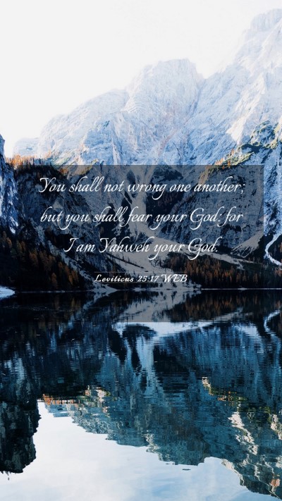 Picture 03 - Leviticus 25:17 WEB Mobile Phone Wallpaper - You shall not wrong one another; but you shall - Mobile Bible Verse Wallpaper