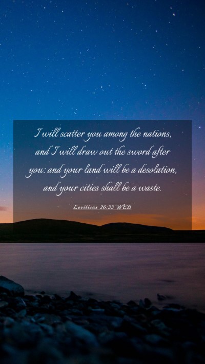 Picture 03 - Leviticus 26:33 WEB Mobile Phone Wallpaper - I will scatter you among the nations, and I will - Mobile Bible Verse Wallpaper