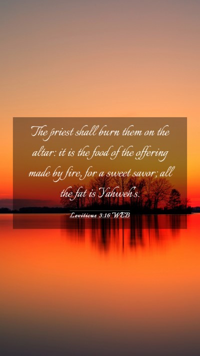 Picture 03 - Leviticus 3:16 WEB Mobile Phone Wallpaper - The priest shall burn them on the altar: it is - Mobile Bible Verse Wallpaper