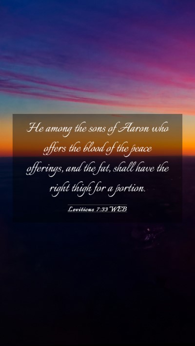 Picture 03 - Leviticus 7:33 WEB Mobile Phone Wallpaper - He among the sons of Aaron who offers the blood - Mobile Bible Verse Wallpaper