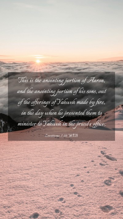 Picture 03 - Leviticus 7:35 WEB Mobile Phone Wallpaper - This is the anointing portion of Aaron, and the - Mobile Bible Verse Wallpaper