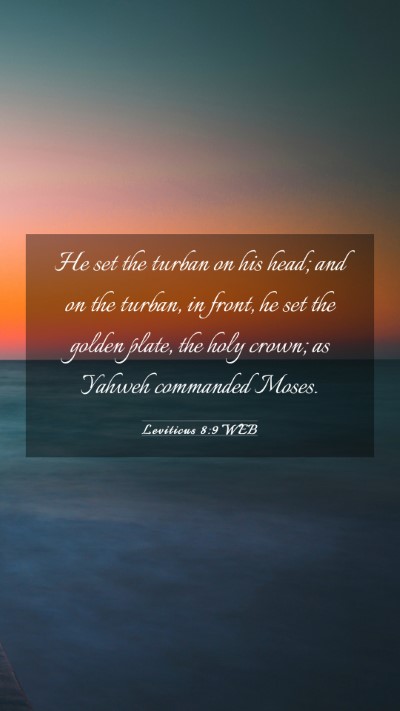 Picture 03 - Leviticus 8:9 WEB Mobile Phone Wallpaper - He set the turban on his head; and on the turban, - Mobile Bible Verse Wallpaper