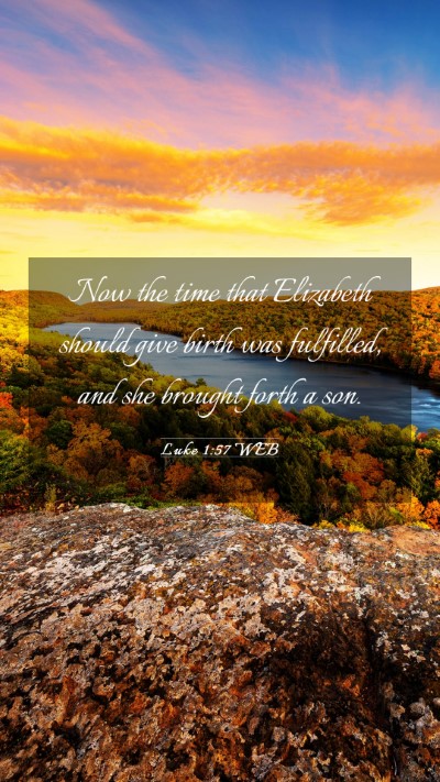 Picture 03 - Luke 1:57 WEB Mobile Phone Wallpaper - Now the time that Elizabeth should give birth was - Mobile Bible Verse Wallpaper
