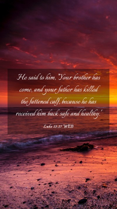 Picture 03 - Luke 15:27 WEB Mobile Phone Wallpaper - He said to him, 'Your brother has come, and your - Mobile Bible Verse Wallpaper