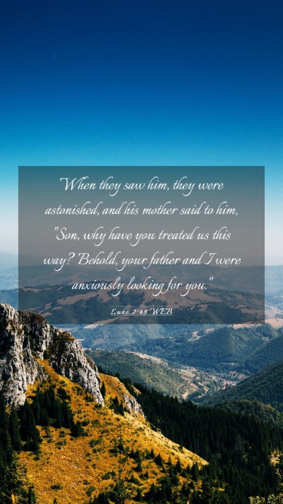 Picture 03 - Luke 2:48 WEB Mobile Phone Wallpaper - When they saw him, they were astonished, and his - Mobile Bible Verse Wallpaper