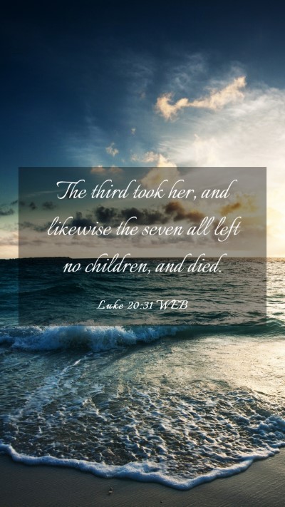 Picture 03 - Luke 20:31 WEB Mobile Phone Wallpaper - The third took her, and likewise the seven all - Mobile Bible Verse Wallpaper