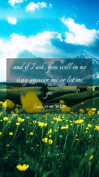 Picture 03 - Luke 22:68 WEB Mobile Phone Wallpaper - and if I ask, you will in no way answer me or let - Mobile Bible Verse Wallpaper