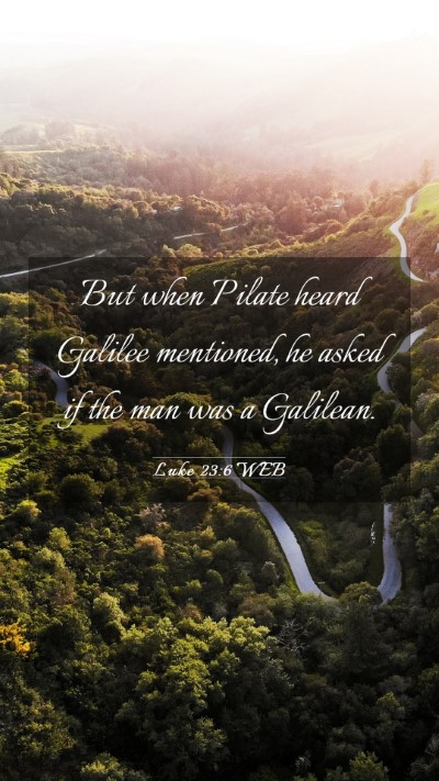 Picture 03 - Luke 23:6 WEB Mobile Phone Wallpaper - But when Pilate heard Galilee mentioned, he asked - Mobile Bible Verse Wallpaper