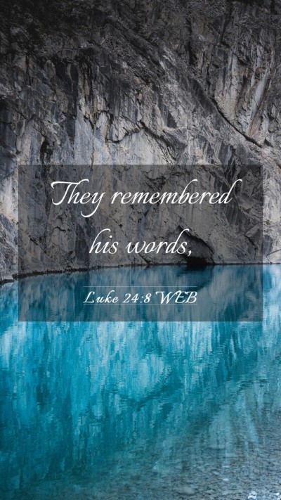 Picture 03 - Luke 24:8 WEB Mobile Phone Wallpaper - They remembered his - Mobile Bible Verse Wallpaper