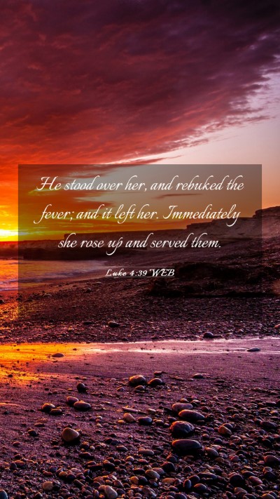 Picture 03 - Luke 4:39 WEB Mobile Phone Wallpaper - He stood over her, and rebuked the fever; and it - Mobile Bible Verse Wallpaper
