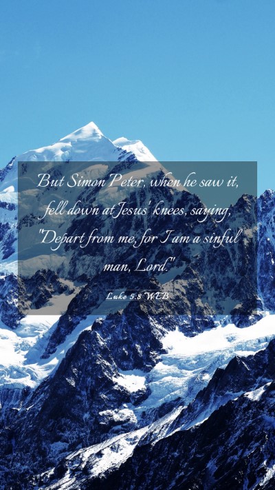 Picture 03 - Luke 5:8 WEB Mobile Phone Wallpaper - But Simon Peter, when he saw it, fell down at - Mobile Bible Verse Wallpaper