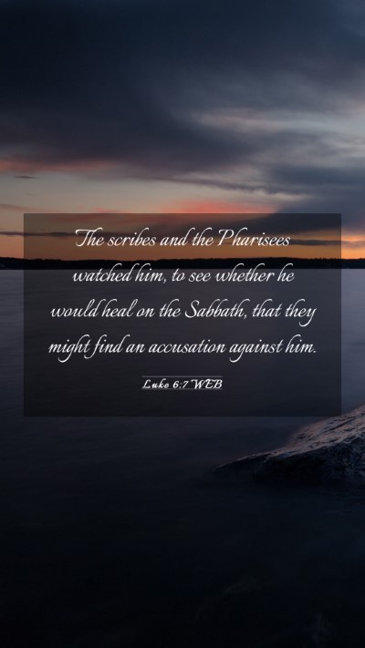 Picture 03 - Luke 6:7 WEB Mobile Phone Wallpaper - The scribes and the Pharisees watched him, to see - Mobile Bible Verse Wallpaper