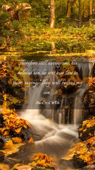 Picture 03 - Mark 12:6 WEB Mobile Phone Wallpaper - Therefore still having one, his beloved son, he - Mobile Bible Verse Wallpaper