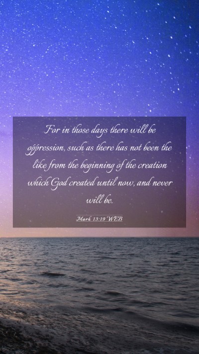 Picture 03 - Mark 13:19 WEB Mobile Phone Wallpaper - For in those days there will be oppression, such - Mobile Bible Verse Wallpaper