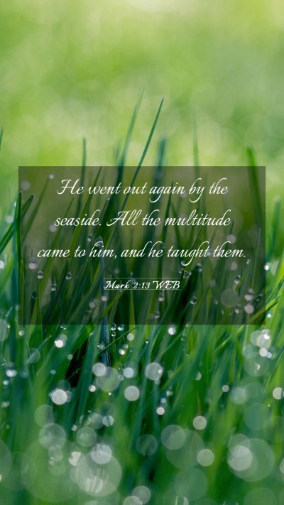 Picture 03 - Mark 2:13 WEB Mobile Phone Wallpaper - He went out again by the seaside. All the - Mobile Bible Verse Wallpaper