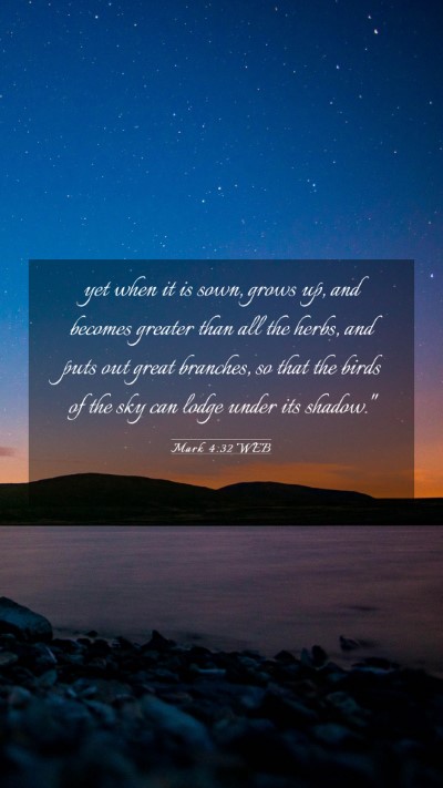 Picture 03 - Mark 4:32 WEB Mobile Phone Wallpaper - yet when it is sown, grows up, and becomes - Mobile Bible Verse Wallpaper