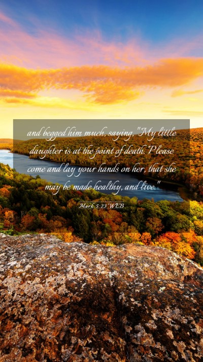 Picture 03 - Mark 5:23 WEB Mobile Phone Wallpaper - and begged him much, saying, 