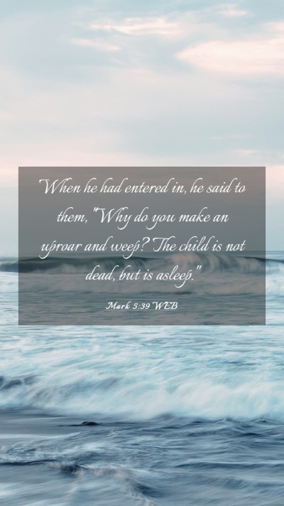 Picture 03 - Mark 5:39 WEB Mobile Phone Wallpaper - When he had entered in, he said to them, 