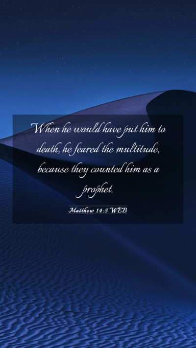 Picture 03 - Matthew 14:5 WEB Mobile Phone Wallpaper - When he would have put him to death, he feared - Mobile Bible Verse Wallpaper