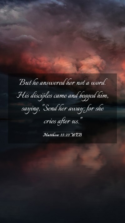 Picture 03 - Matthew 15:23 WEB Mobile Phone Wallpaper - But he answered her not a word. His disciples - Mobile Bible Verse Wallpaper