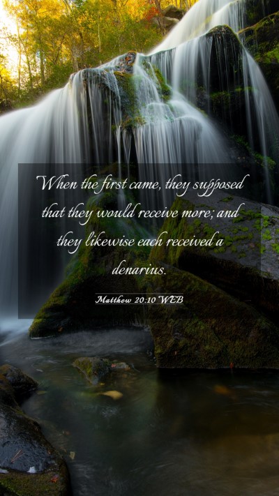 Picture 03 - Matthew 20:10 WEB Mobile Phone Wallpaper - When the first came, they supposed that they - Mobile Bible Verse Wallpaper