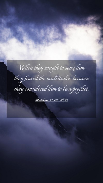Picture 03 - Matthew 21:46 WEB Mobile Phone Wallpaper - When they sought to seize him, they feared the - Mobile Bible Verse Wallpaper