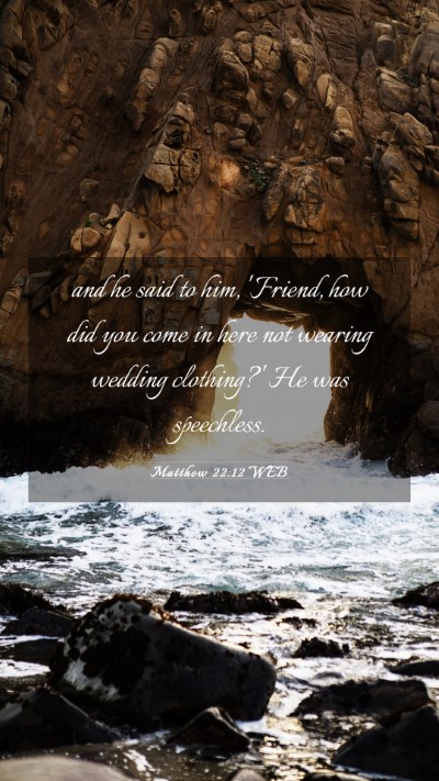 Picture 03 - Matthew 22:12 WEB Mobile Phone Wallpaper - and he said to him, 'Friend, how did you come in - Mobile Bible Verse Wallpaper