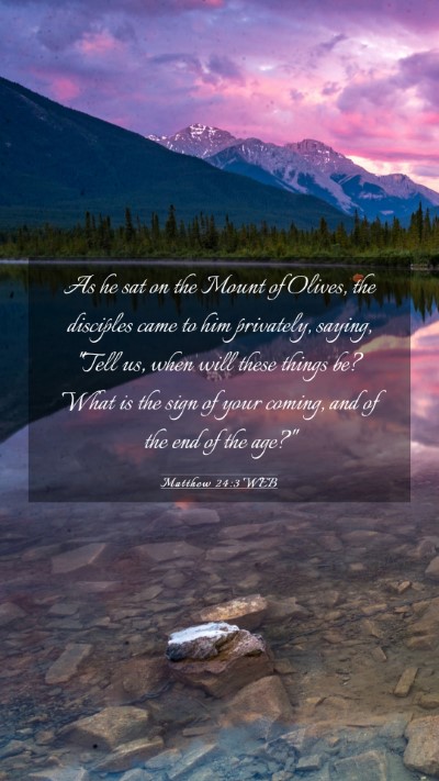 Picture 03 - Matthew 24:3 WEB Mobile Phone Wallpaper - As he sat on the Mount of Olives, the disciples - Mobile Bible Verse Wallpaper
