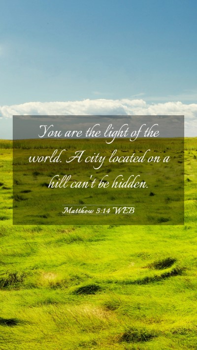 Picture 03 - Matthew 5:14 WEB Mobile Phone Wallpaper - You are the light of the world. A city located on - Mobile Bible Verse Wallpaper