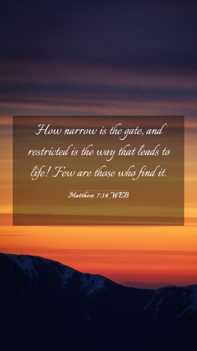 Picture 03 - Matthew 7:14 WEB Mobile Phone Wallpaper - How narrow is the gate, and restricted is the way - Mobile Bible Verse Wallpaper