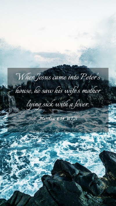Picture 03 - Matthew 8:14 WEB Mobile Phone Wallpaper - When Jesus came into Peter's house, he saw his - Mobile Bible Verse Wallpaper