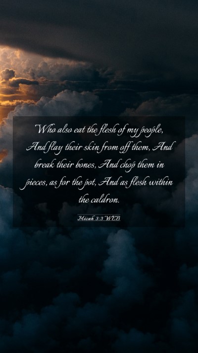 Picture 03 - Micah 3:3 WEB Mobile Phone Wallpaper - Who also eat the flesh of my people, And flay - Mobile Bible Verse Wallpaper