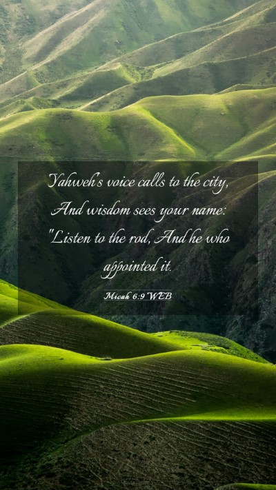 Picture 03 - Micah 6:9 WEB Mobile Phone Wallpaper - Yahweh's voice calls to the city, And wisdom sees - Mobile Bible Verse Wallpaper