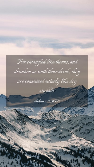 Picture 03 - Nahum 1:10 WEB Mobile Phone Wallpaper - For entangled like thorns, and drunken as with - Mobile Bible Verse Wallpaper