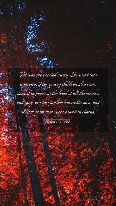 Picture 03 - Nahum 3:10 WEB Mobile Phone Wallpaper - Yet was she carried away. She went into - Mobile Bible Verse Wallpaper